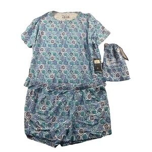 IBKomfortable By IBKUL Pajama Lounge Top Shorts Set UPF 50+ Blue Womens XXL NWT